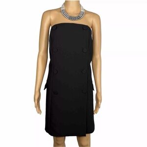 M Tuxedo Dress 2XL Black Bandeau Twill Sew In Wrapover Front Silicone Trim